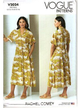 Vogue V2024 Misses 16 to 24 Rachel Comey Loose Dress Uncut Sewing Pattern